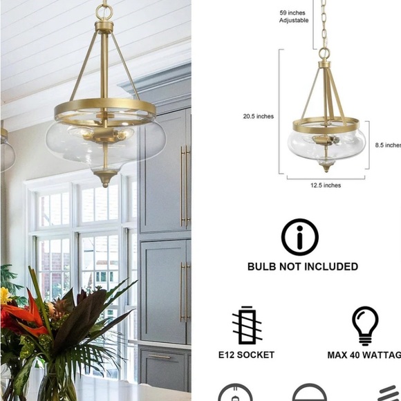 Rella Modern Teardrop Glass Pendant Light - New In Box - Picture 4 of 7